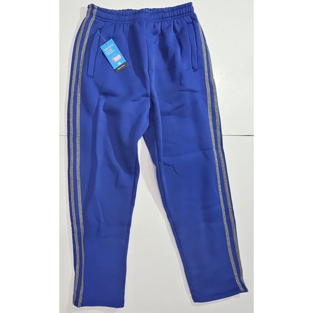 ​Pro Daya Men's Heavyweight Fleece Sweatpants Medium Royal Blue Striped NWT